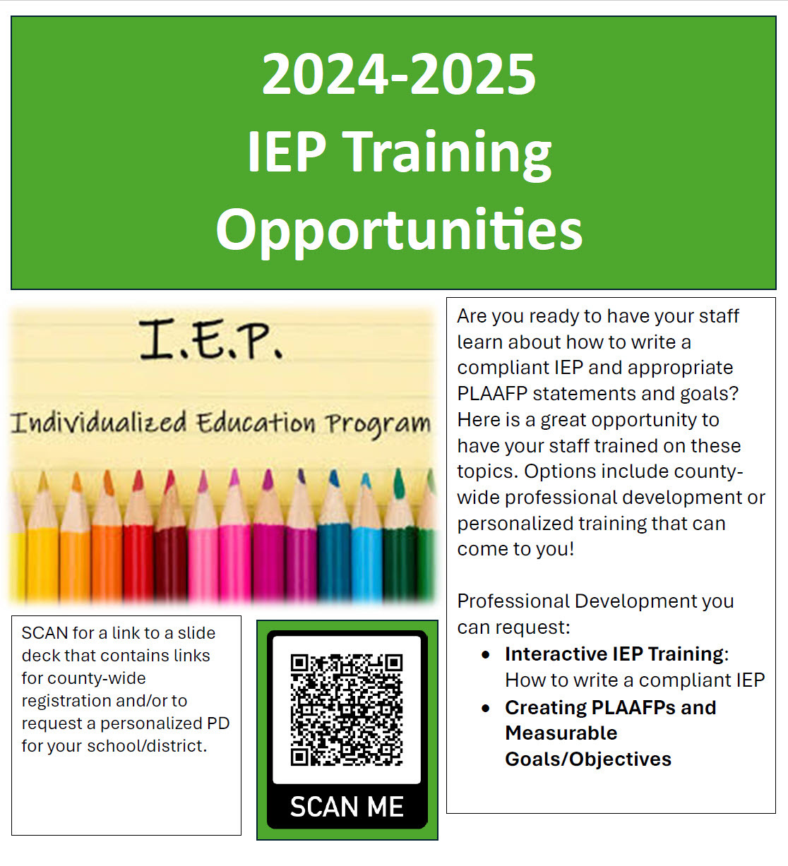 IEP Training Flyer with link to information